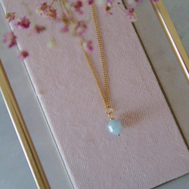 Aquamarines Necklace Gold - SHELLEY